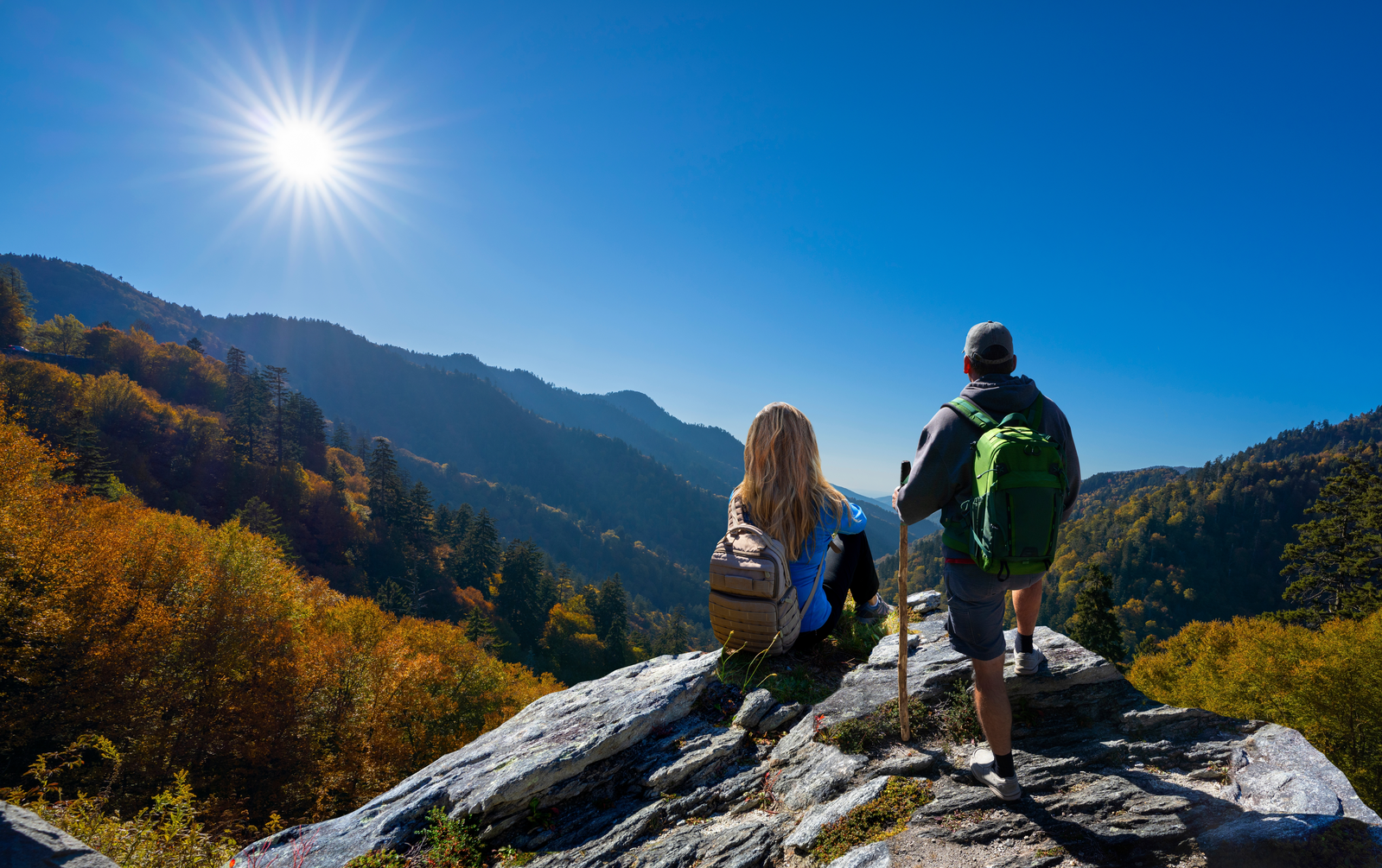 couple hiking in the Great Smoky Mountains, Tennessee